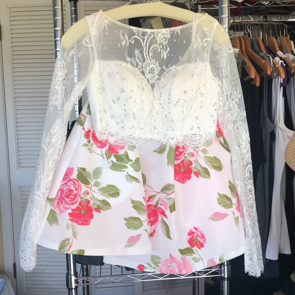 Sherri Hill Two Piece Floral Prom Dress